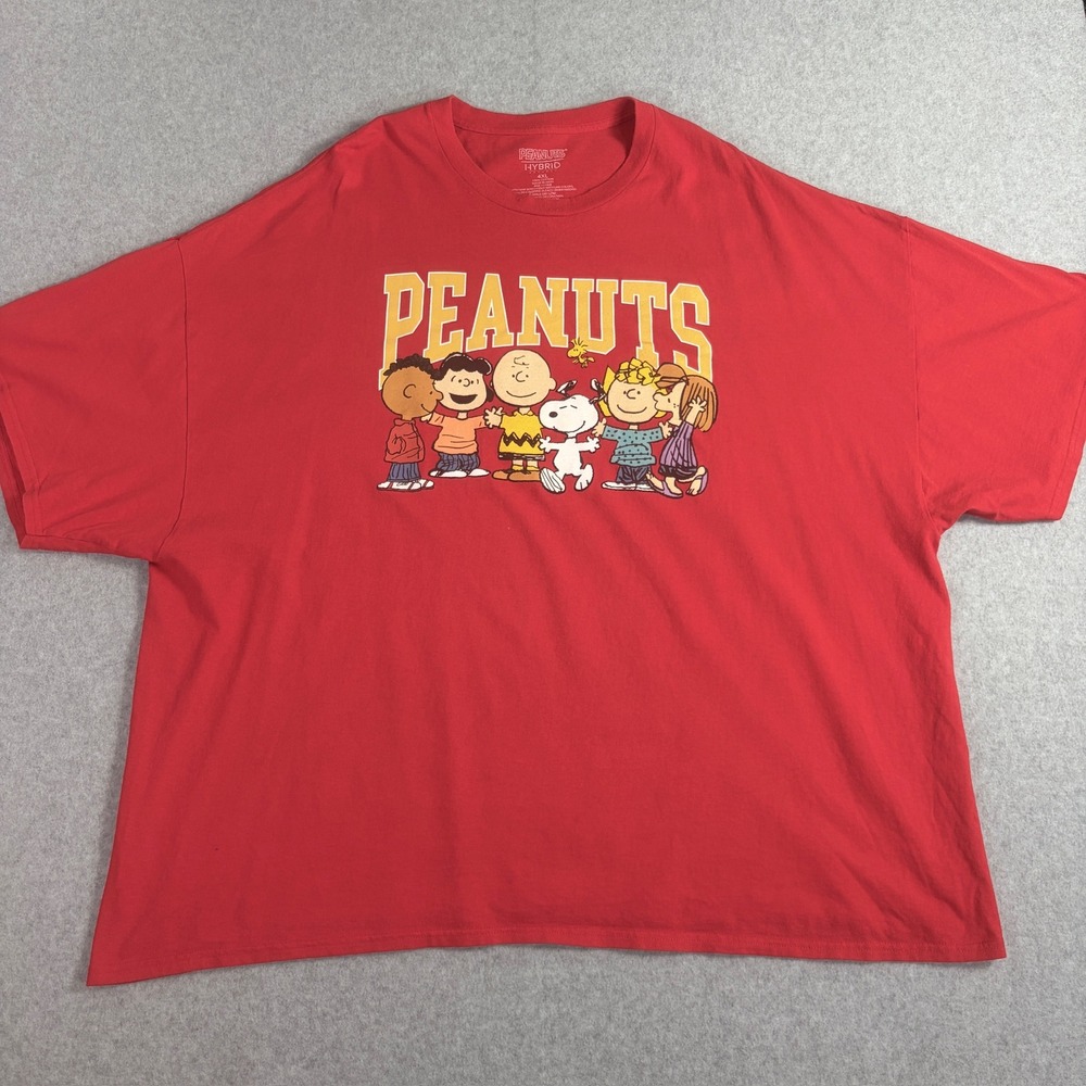 Peanuts Hybrid Red Graphic T-Shirt Mens 4XL Snoopy Charlie Brown Gang 2023